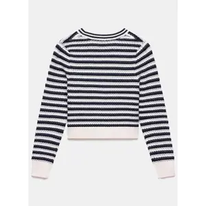 Stripe Cotton Bow Cardigan